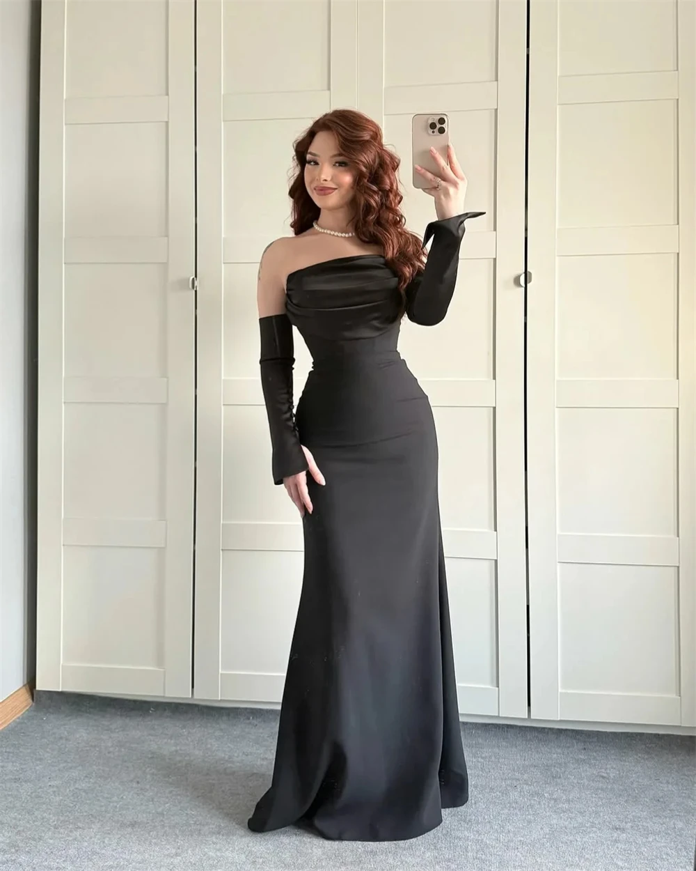 فستان سهرة بحورية البحر مخصص للحفلات الكلاسيكية من الجيرسيه بدون حمالات فساتين حديثة في المملكة العربية السعودية متوفرة بألوان فساتين المشاهير