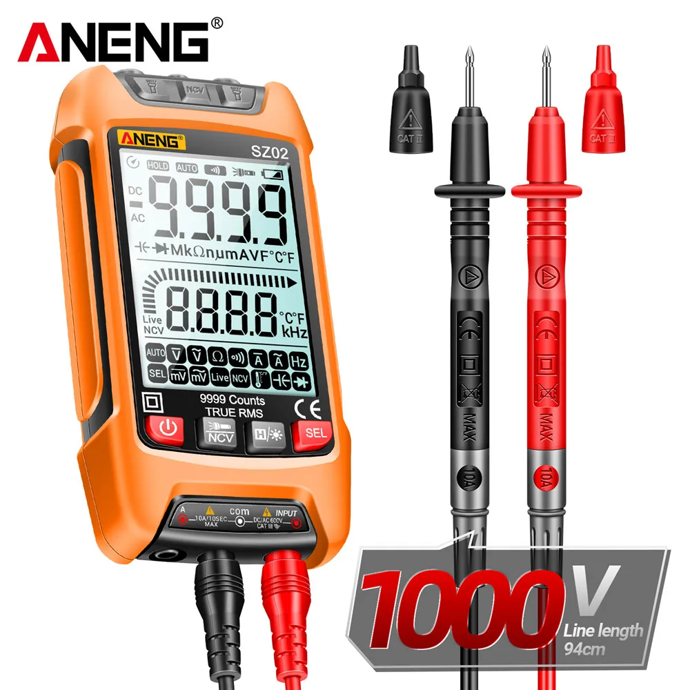 

ANENG SZ02 Smart Digital Multimeter Auto Transistor Testers Electrical Temp Capacitance Resistance Meter 6000 Counts True RMS