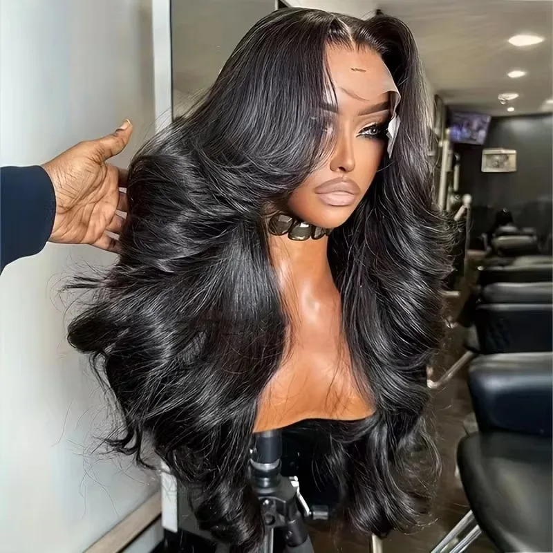 Boby Wave Human Hair Wigs 13x6 HD Transparent Lace Front Wig Human Hair 13x4 For Women Brazilian Virgin Lace Frontal Wig 250% Density Pre Plucked Black 40 Inch 5x5 Glueless Wigs