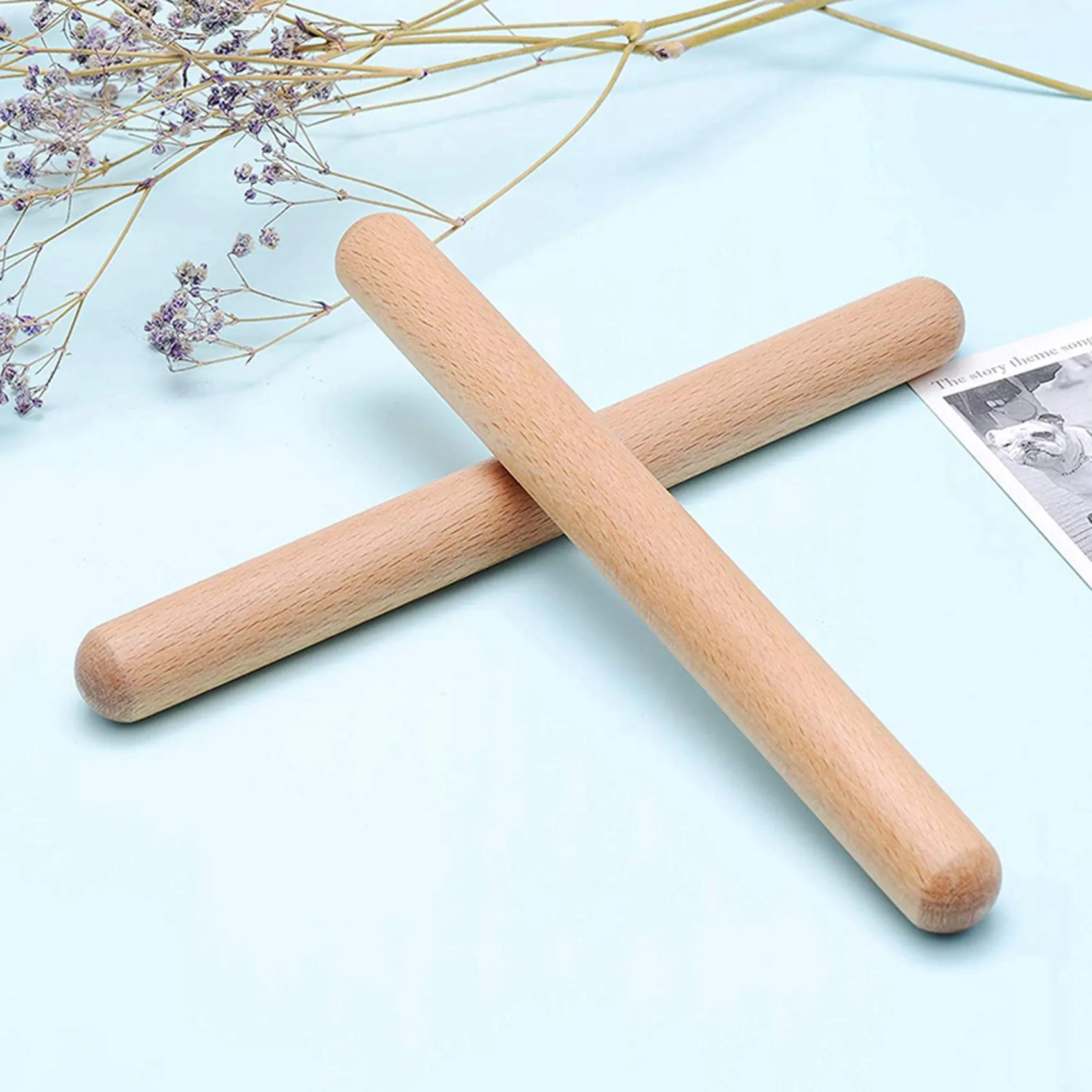 Flash Deal-40 Pairs Classical Wood Claves Musical Percussion Instrument Natural Hardwood Rhythm Sticks Musical Gift