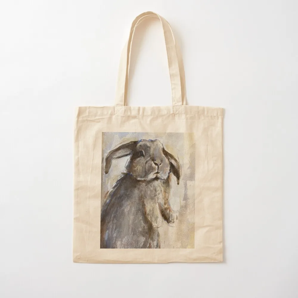 Grey Bunny Painting Tote Bag