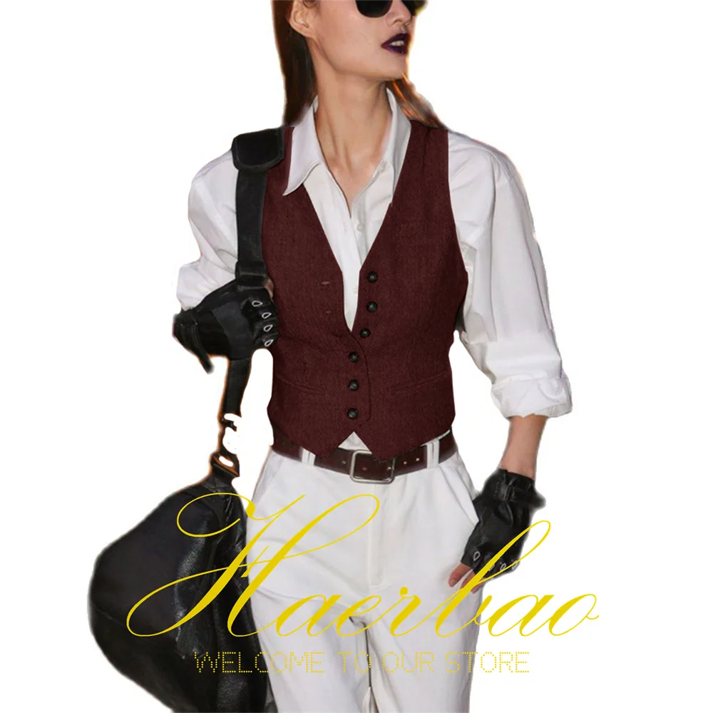 

Formal Vest for Women, V-Neck Sleeveless Jacket, Vintage Herringbone Waistcoat, Slim Fit Wool Vests, Lady Vests