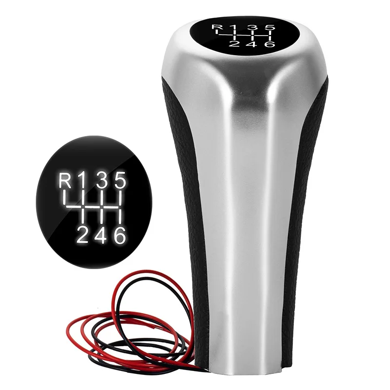 LED Licht 5/6 Speed Auto Pookknop Zilver Koolstofvezel Voor BMW E46 E90 E91 E92 E36 E30 E32 E34 E36 E38 E39 E60 X1 X3 X5