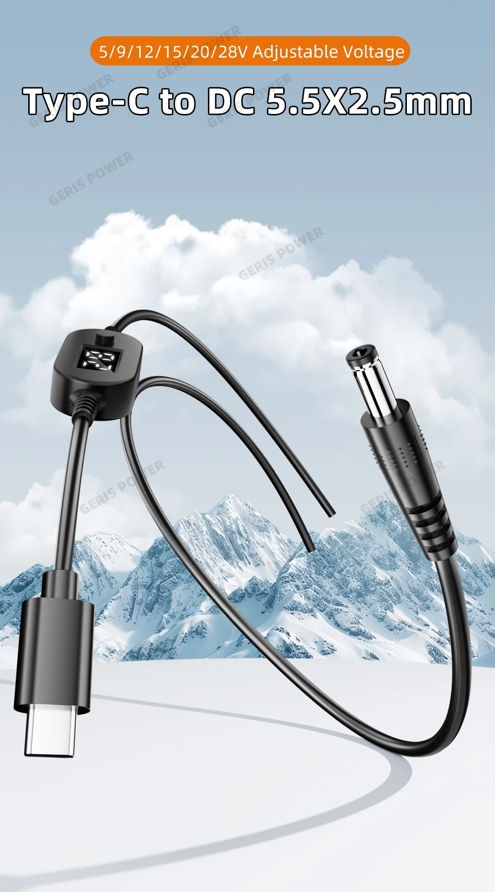 � 34PCS Universal 5,5x2,1mm DC AC Power Adapter Tipps Stecker Kits 140W PD USB C zu 5,5X2,5mm 5V-28V Einstellbare Spannung Kabel – Detail 2