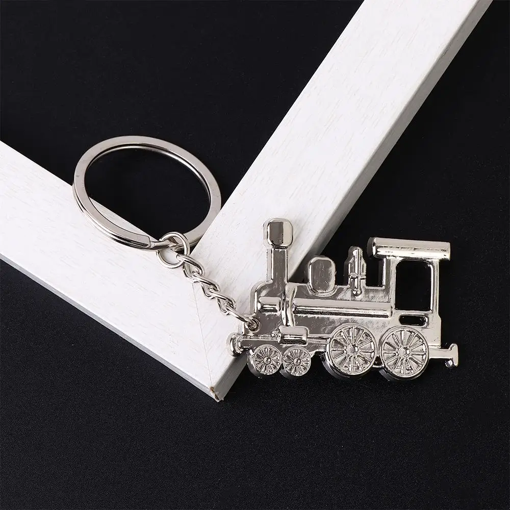 Keychain Metal Silver Rock Keyring Fob Punk Holder Key Chains Train Steam