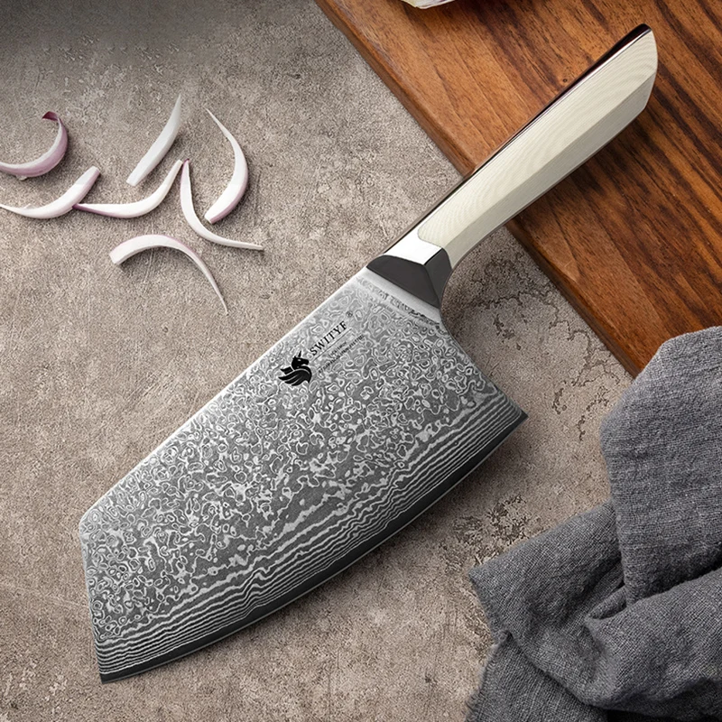 

7.3 Inch Chinese Chef Knife 73-layers Damascus Steel VG10 Blade G10 Handle Slicing Vegetables Cleaver Meat Cutlery Kitchen Knife