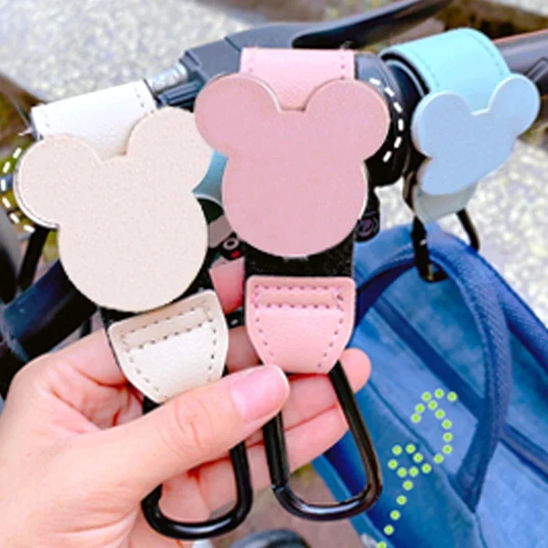 1-4pcs PU Leather Baby Bag Stroller Hook Pram Rotate 360 Degree Rotatable Cartoon Cart Organizer Pram Hook Stroller Accessories
