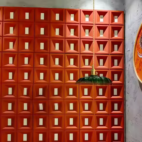 Wall Panels Nine Square Grid PU Stone Lightweight Polyurethane unilateral Grid Waterproof Removable Cladding Pu Divider