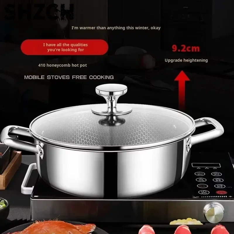 Olla  sopa antiadherente  panal  28 cm - Utensilios  cocina universales  acero inoxidable con tapa, inducción/gas comp