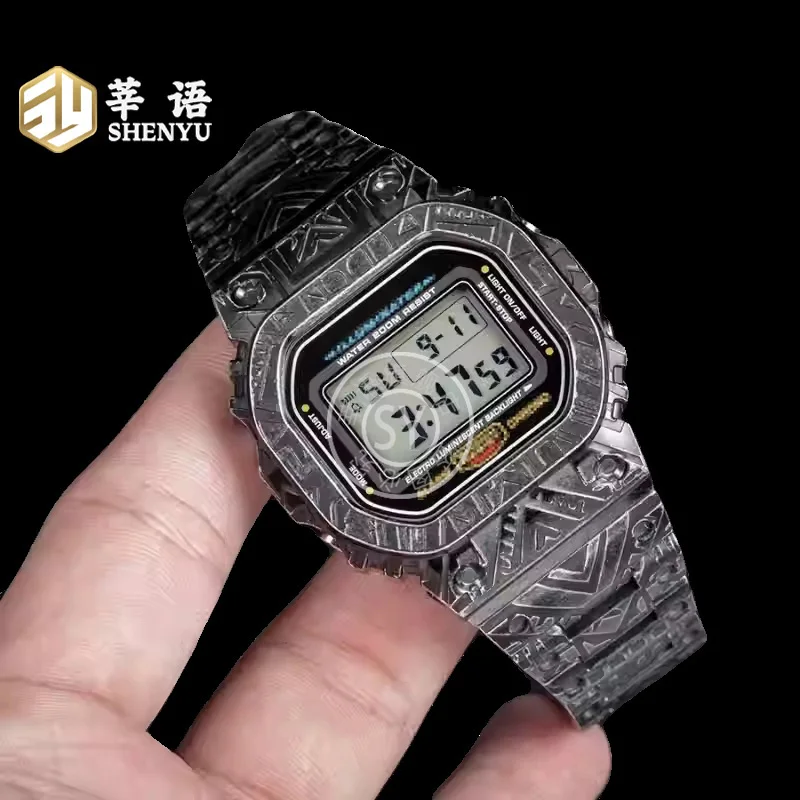 DW5600 GW5600g تعديل فريد الفولاذ المقاوم للصدأ مجموعة ل كاسيو G-SHOCK المعادن نحت الرجعية الهندي نمط حزام ساعة اليد الرجال DIY بها بنفسك