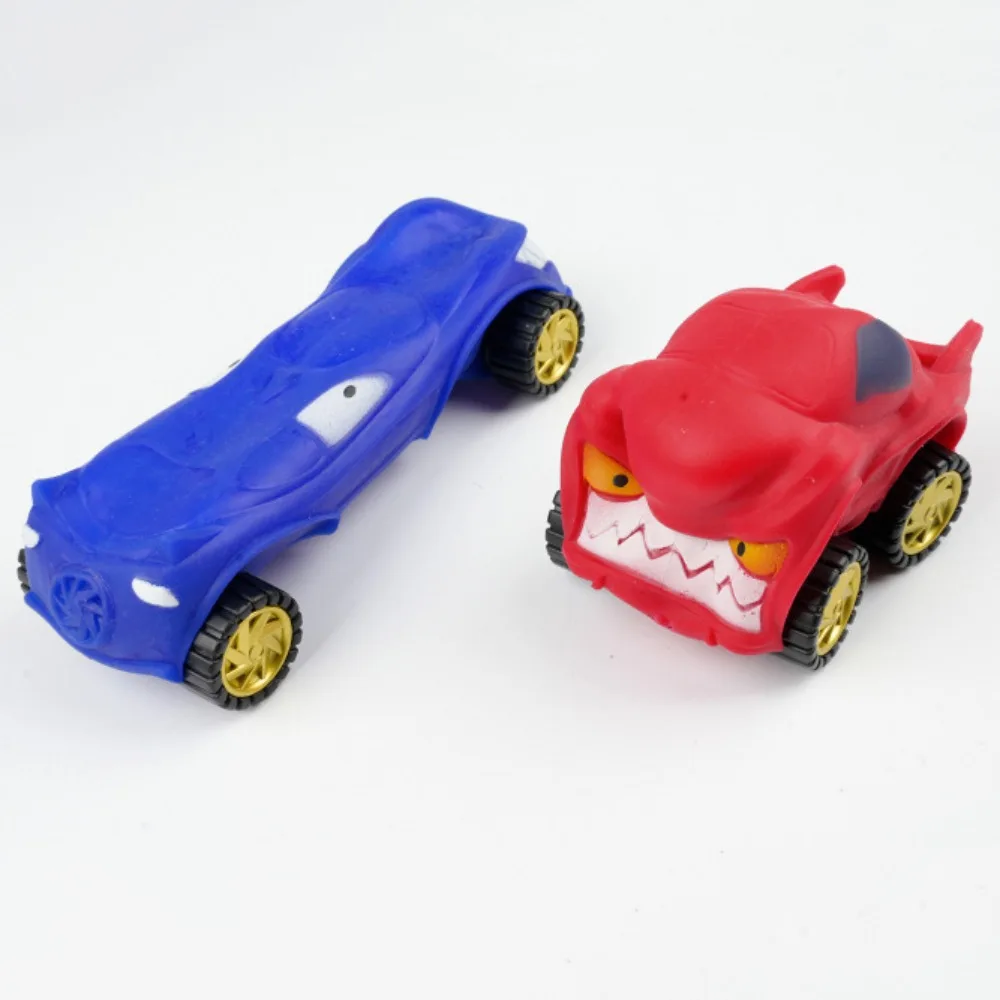 Squeeze tubarão estiramento carro brinquedo de alta elasticidade alongar alongamento carro brinquedo deslizante com roda macio dos desenhos animados brinquedo fidget crianças