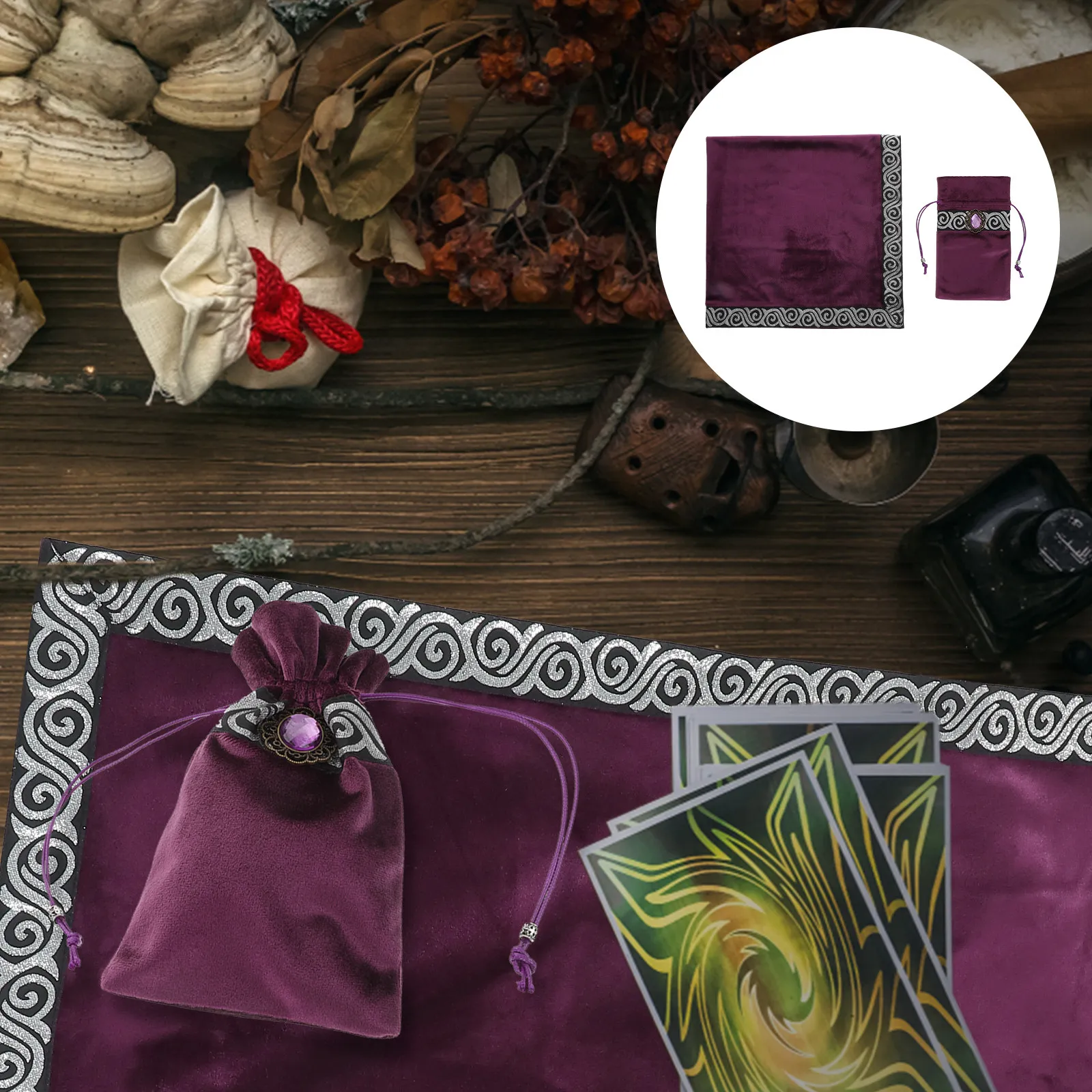 1Set Thick Long-Lasting Tarot Tablecloth Pack with Convenient Drawstring Pouch Perfect for Divination Sessions Counseling