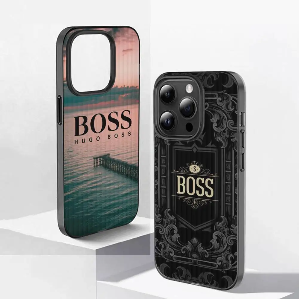 Diseño HUGO BBOSSES funda de teléfono con patrón corrugado funda de teléfono para IPhone 17 Air 16 15 14 13 12 11 Plus Pro Max cubierta mate