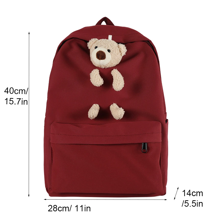 Mochila De felpa mullida Kawaii personalizada, decoración de oso, regalo escolar para adolescentes, cumpleaños y Navidad