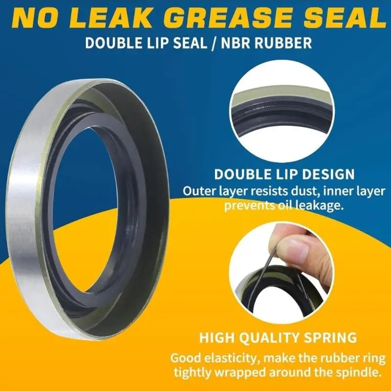 M76E 4-Pack Trailer Grease Seal Set with Rubber Lips and Steel Frames for Service
