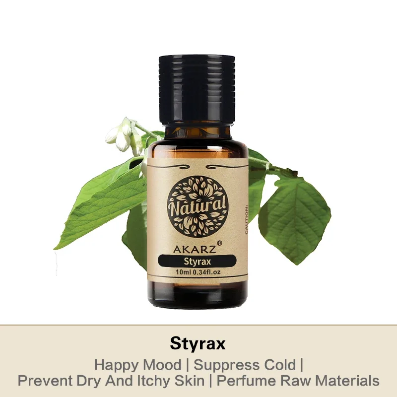 น้ํามันหอมระเหย Styrax AKARZ - Body Face Skin Care สปาข้อความโคมไฟกลิ่นหอมน้ํามันหอมระเหย Styrax