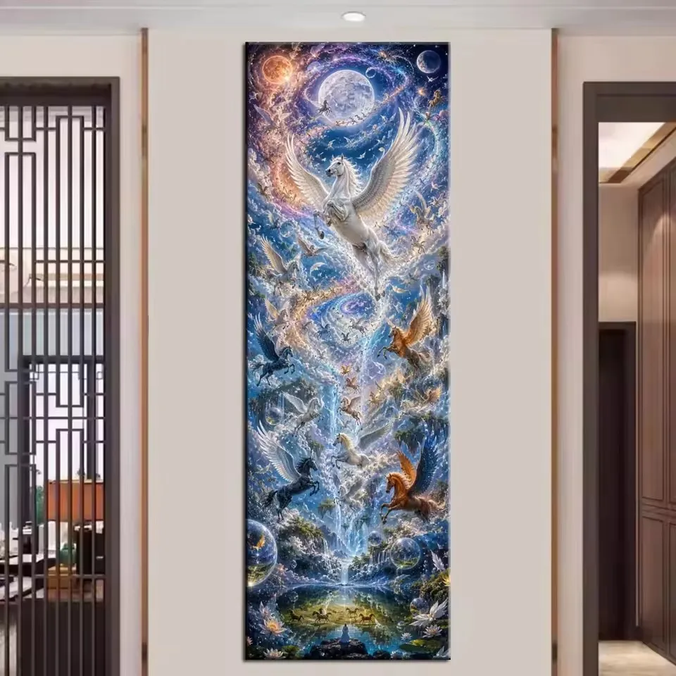 DIY 5D Large Diamond Painting Full Square Round Mosaic Fantasy Pegasus White Unicorns Diamond Embroidery Sale Big Size