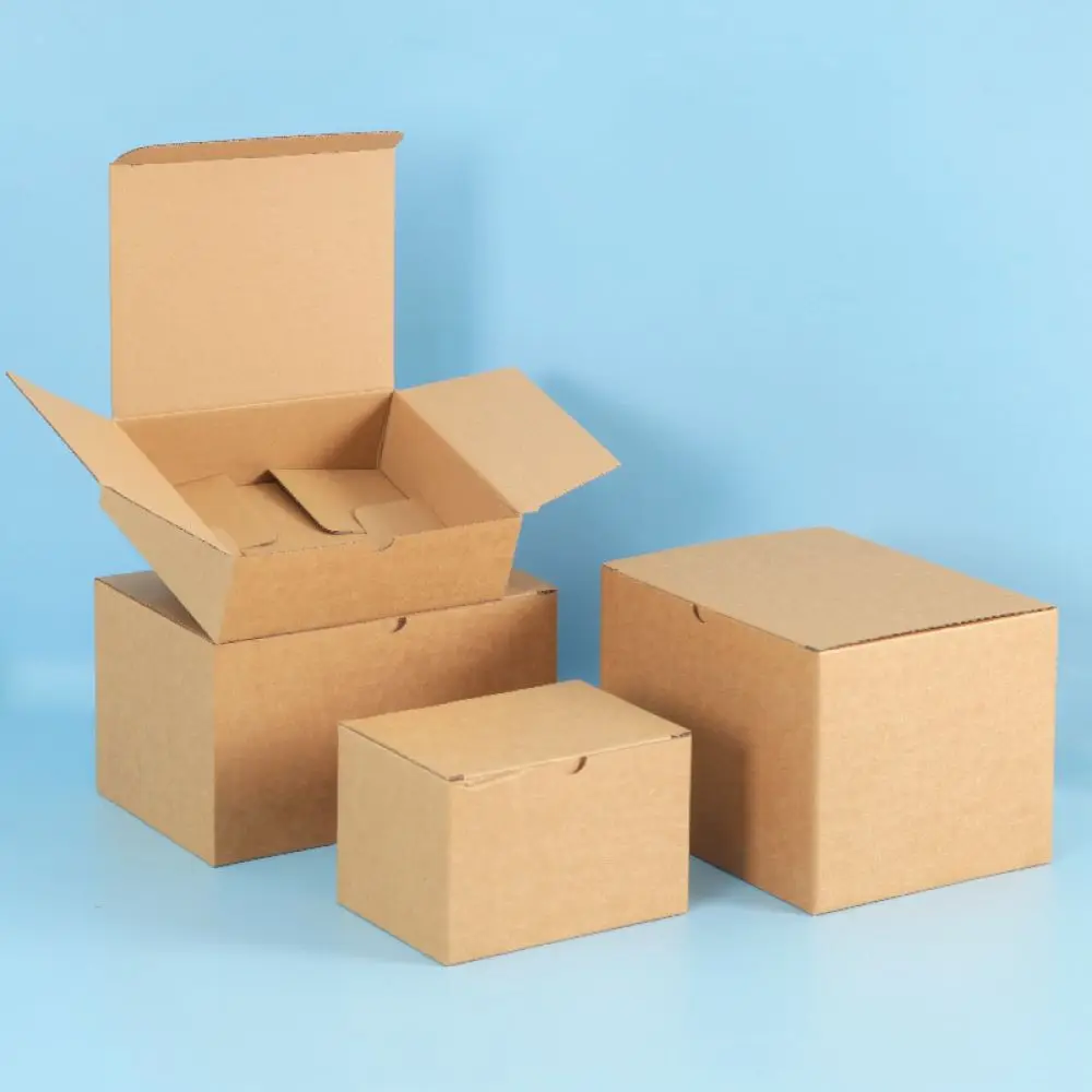 Rectangular Kraft Paper Corrugated Box Shipping Carton Storage Container Protective Case For Small Gifts Parcel Delivery Mailer