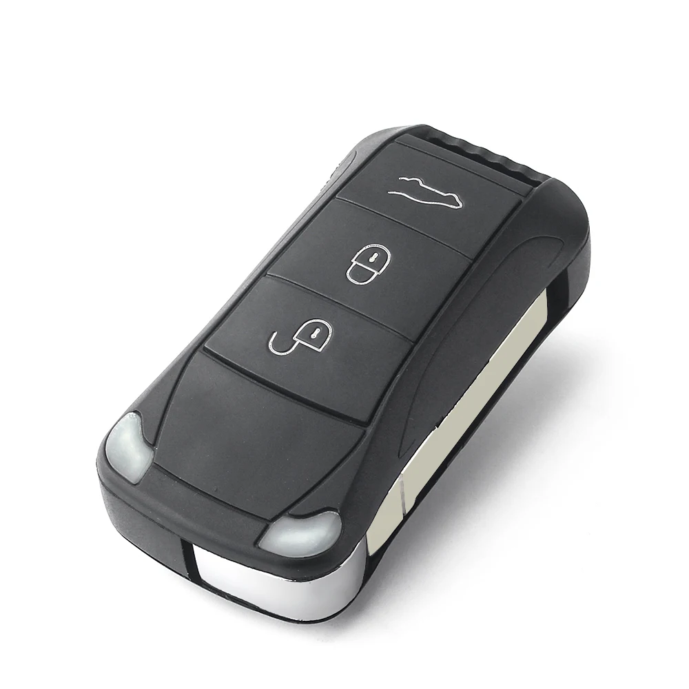 KEYYOU 3 Buttons Flip Remote Key Shell Case Fob for Porsche Cayenne GTS Uncut HU66 Blade