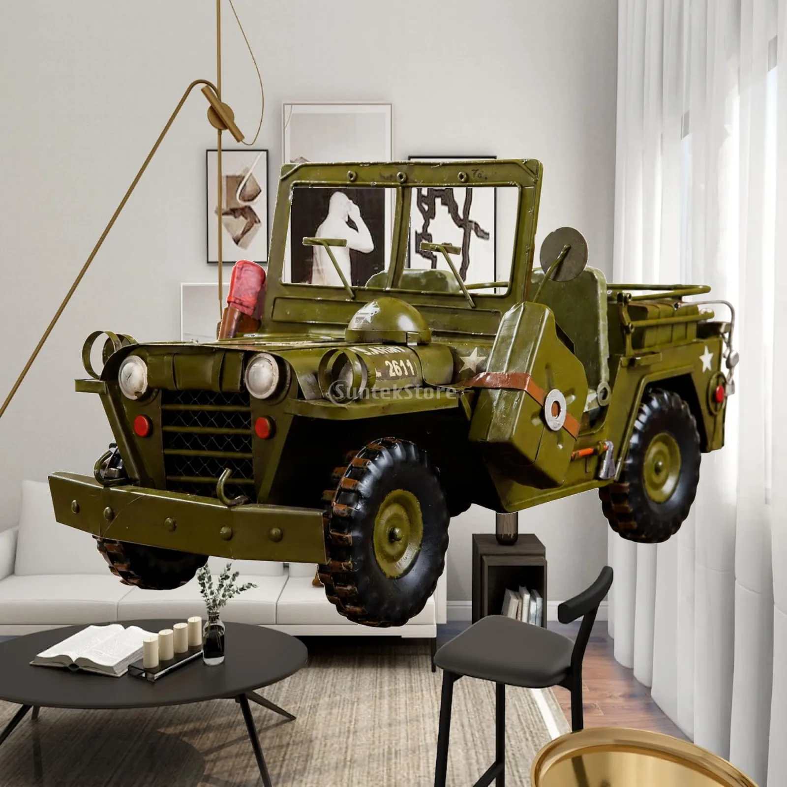 Iron Vintage Truck Figurine Aged Patina Finish Open Body Classic Style for Industrial Interior Tabletop