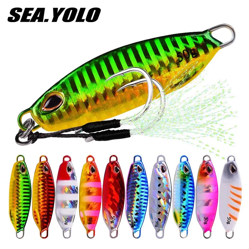 

Sea. Yolo 10 Color Long Throw Metal Lure Bait with Barbed Hook and Submerged Simulation Hard Bait Fishing Gear