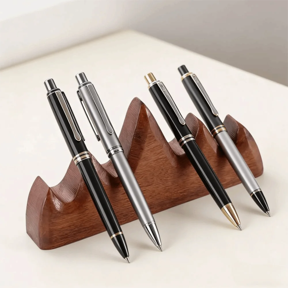 Chinese Style Solid Wood Pen Holder Handcrafted Red Wood Pen Stand Premium Brush Holder Desktop Display