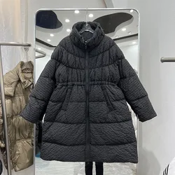 Winter Women White Duck Down Coat Female Stand Collar Drawstring Zipper Coat Casual Lady Thick Warm Puffer Outwear