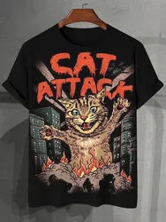 Men's Animal Funny Cat Printed T Shirt Short Sleeve Tee Tops 3D Print O-Neck Shirts Party Summer Casual Men's Clothing Apparel