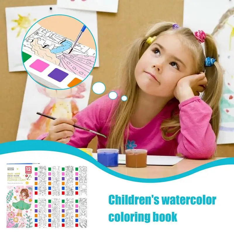 หนังสือรูปวาดสีน้ำพ็อกเก็ตหนังสือชุดงานฝีมือศิลปะหนังสือมือรูปวาดสีน้ำทางการศึกษาชุดวาดภาพด้วยแปรงสีน้ำ