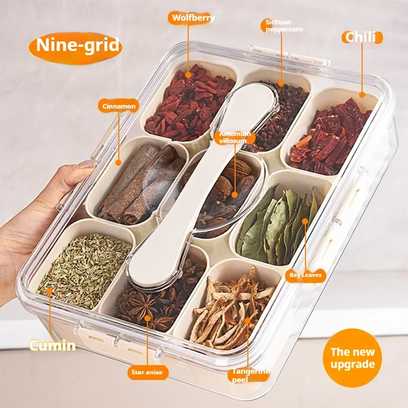 

9 Grid Divided Serving Tray Snack Platters Organizer with Lid Handle Snack Fruits Food Box Fresh-keeping Kitchen Accessories New