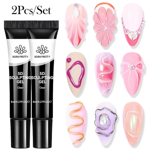 Imagen 2 del producto BORN PRETTY 2 uds 5D escultura de uñas Gel transparente 8g Gel de moldeo delineador de uñas Gel flor en relieve decoración de uñas joyería Gel adhesivo