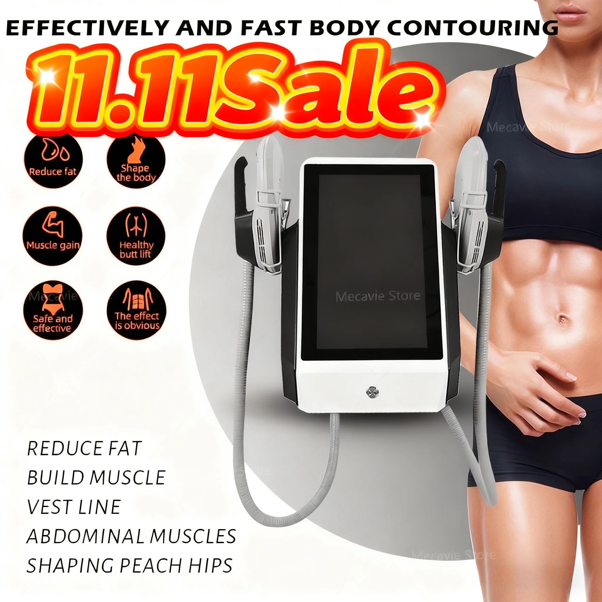 

11.11 Sale MECAVIE Body Muscle Device uses High-Intensity Focused Electromagnetic Energy key to burning fat and building muscle