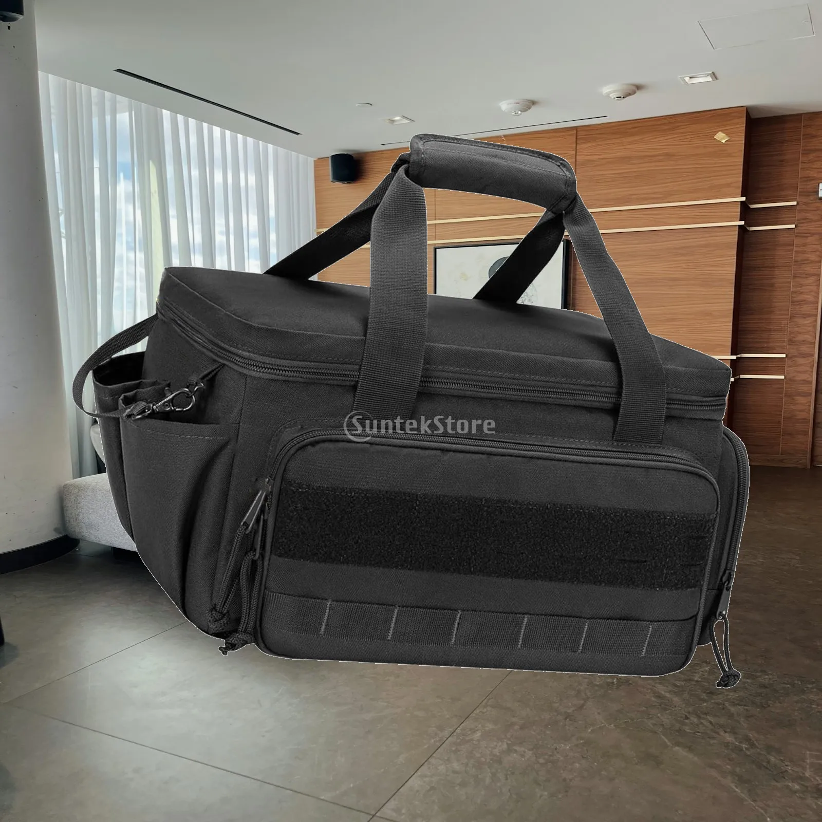 Portable Wrench Bag Tool Tote with Multiple Pockets and Side Lanyard for Measuring Tape Gloves Accessories