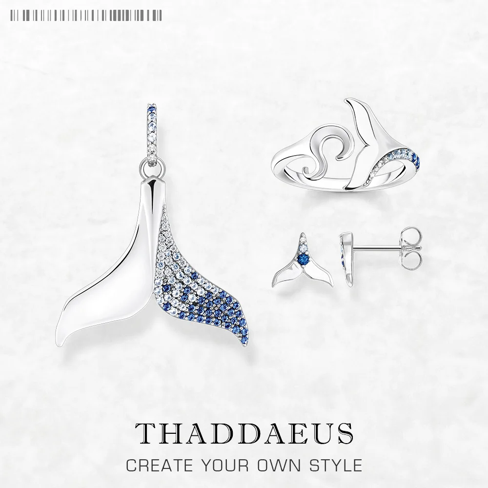 

Dolphin Tail Fin Ring Ear Stud Pendant Jewelry Set Brand New Fine Jewelry 925 Sterling Silver Trendy Gift For Women