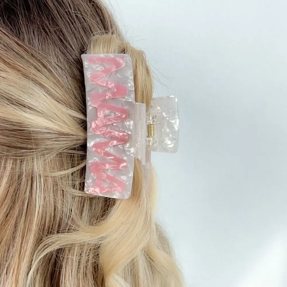 

Fashion Square MAMA Hair Claw Retro Leopard Print Acetic Acid Shark Clip Ponytail Clip Colorful Geometry Hair Claw Party