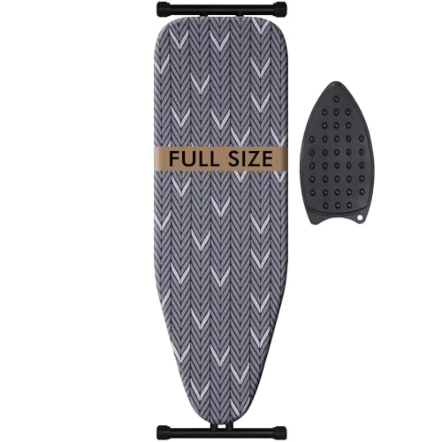 

Гладильная доска Полноразмерная металлическая конструкция Железная доска с очень толстым прочным мягким чехлом Стабильная конструкция Противоскользящие ножки