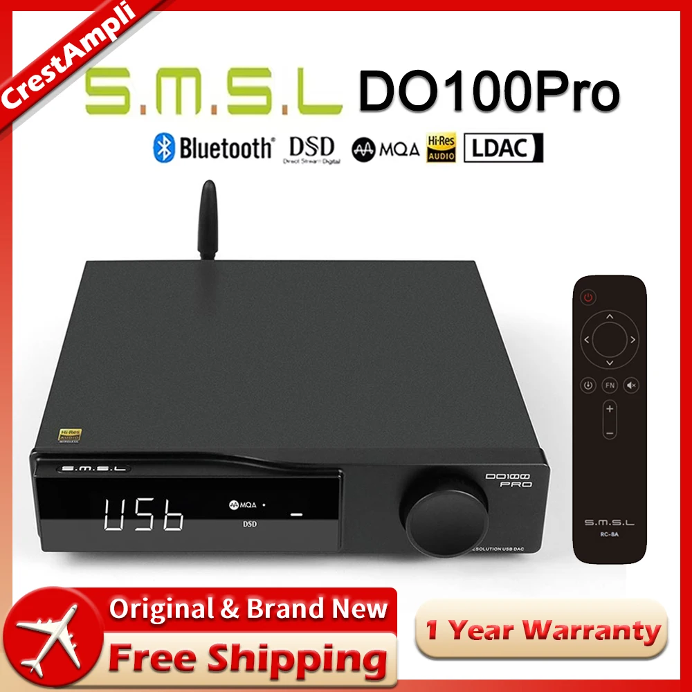 SMSL DO100Pro Hi-Res DAC Dual ES9039Q2M Decoder Bluetooth5.1 MQA DAC 24bit/96kHz DSD512 OPA1612 HDMI-ARC High End Digital DAC
