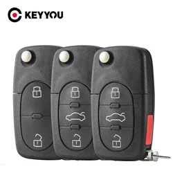 KEYYOU-carcasa para llave de coche con tapa remota, batería CR1616 para VW Volkswagen Golf 4 5 6 Passat B5 B6 Polo Bora Touran