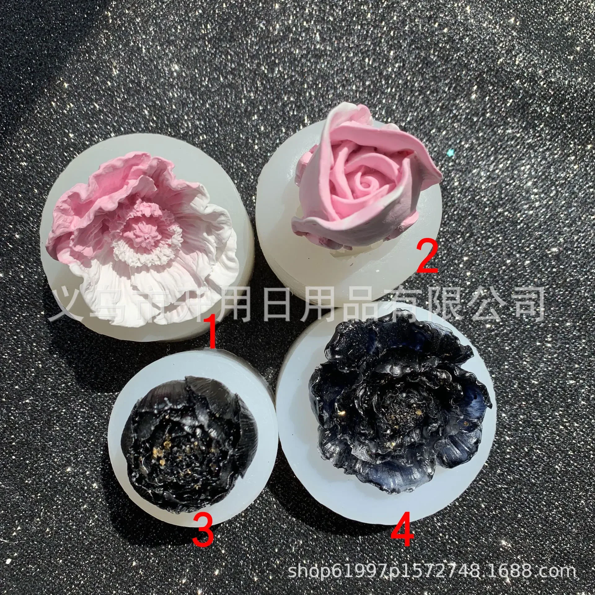 3D Three-dimensional Poppy Flower Silicone Mold, Peony Flower Bud Rose Crystal Glue Mould 19-179