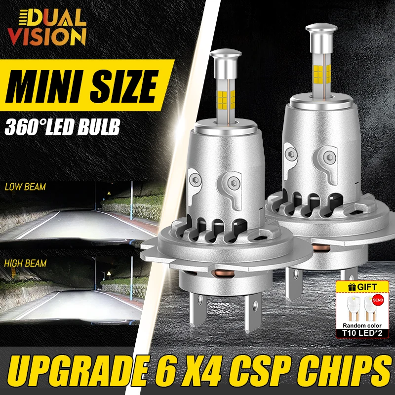 Bombillas LED para Faros Delanteros H7 H1 T10, Foco de 360 Grados, 9084 CSP Canbus 1:1 Mini Actualizado, 12V 6000K STG, Kits para Automóviles, Conexión y Uso