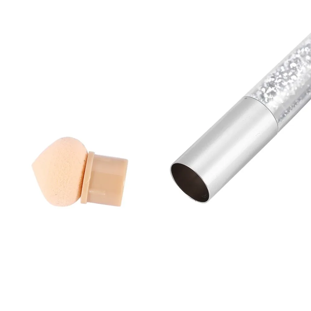 Double End Nail Art Pen UV Gel Compatible 4 Extra Sponge Heads Nail Art Sponge Brush Transparent Handle Ombre Nail Brush