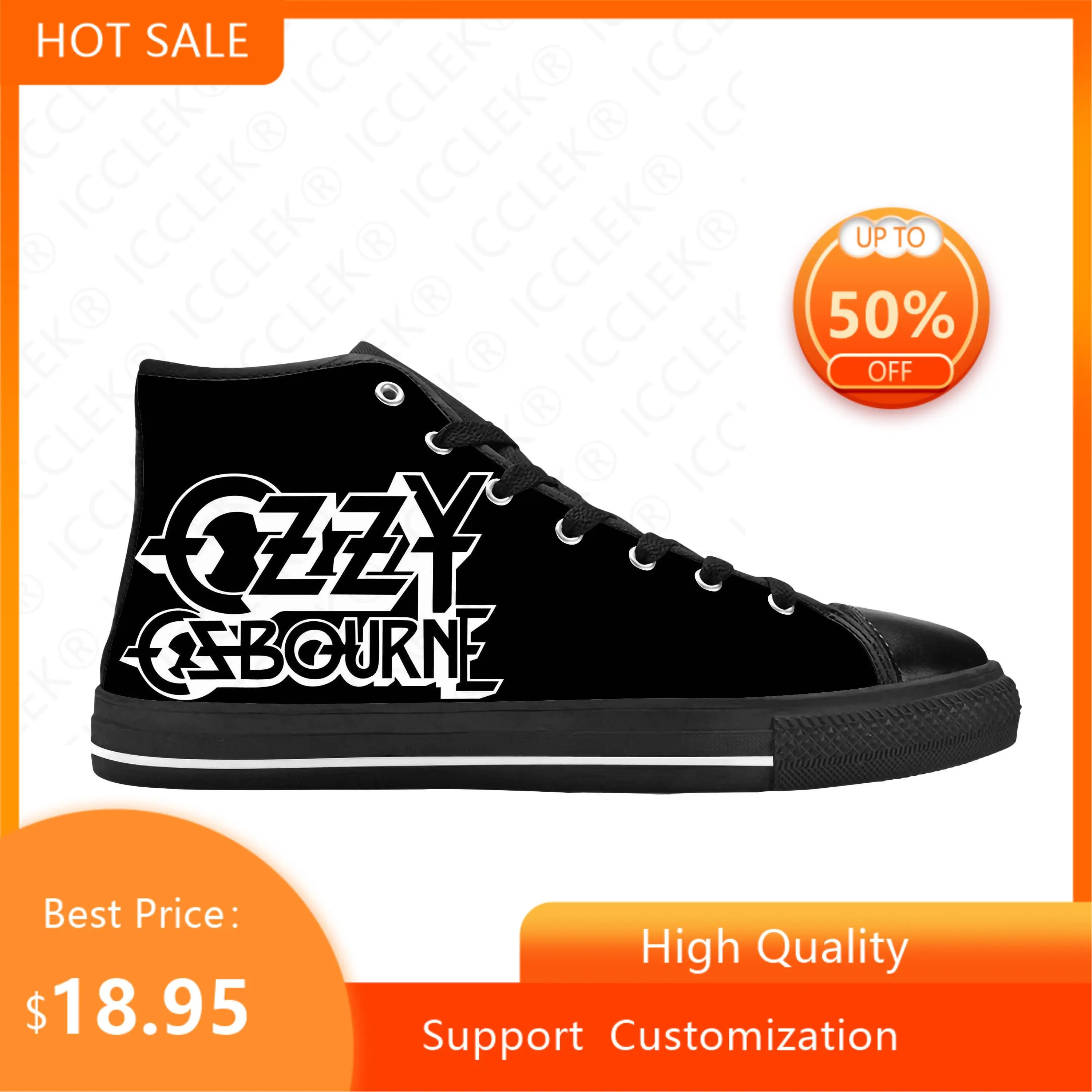 Ozzy Osbourne Rock Band Music Horror Gothic Cool Casual Cloth Shoes High Top Comfortable Breathable 3D Print Men Women Sneakers