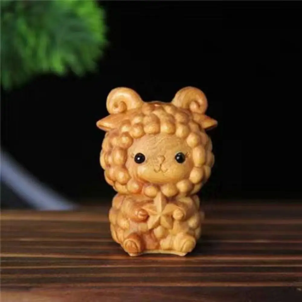 Dua belas ukiran kayu zodiak, dua belas zodiak kayu Mini ukiran kayu ornamen miniatur hewan kecil lucu