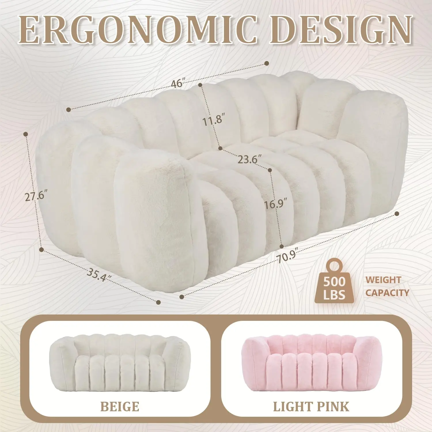 #Oversized Faux Fur Bean Bag Chair with Backrest Plush Floor Sofa for Gaming Reading Bedroom Living Room, Customized