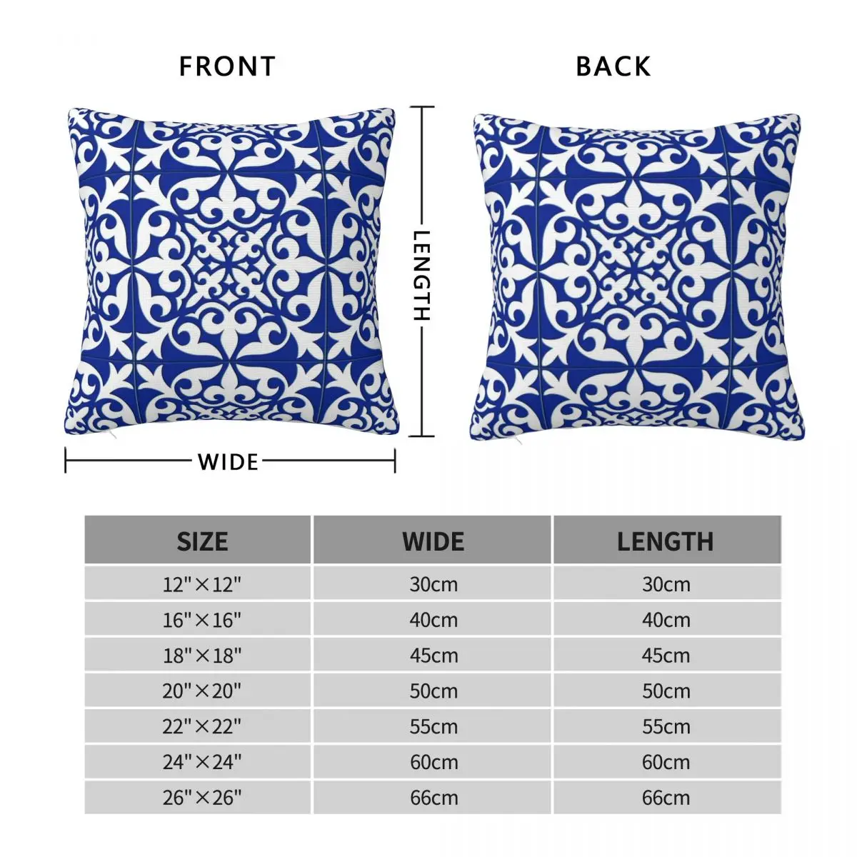 Moroccan Tile Cobalt Blue Ceramic Square Pillowcase Polyester Linen Velvet Pattern Zip Decor Bed Cushion Cover Wholesale 45x45