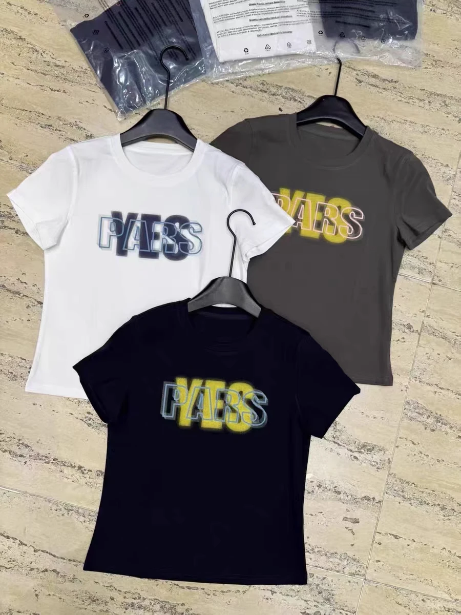 

European Station 2025 Summer New Nanyou European Products, Minimalist Round Neck Letter Printing Versatile Short-sleeved T-shirt