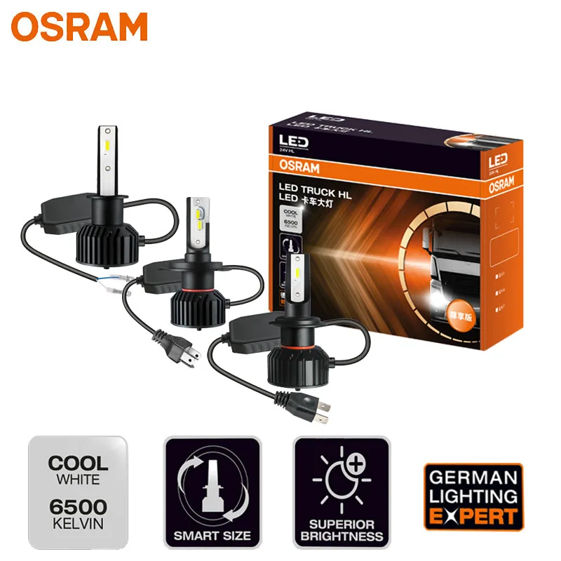 OSRAM 24V LED H1 H4 H7 TRUCK HL Pro Reflektor 90W 6500K Super jasne białe samochodowe lampy LED do samochodów ciężarowych Oryginalne ﻿ Żarówki modernizacyjne, para