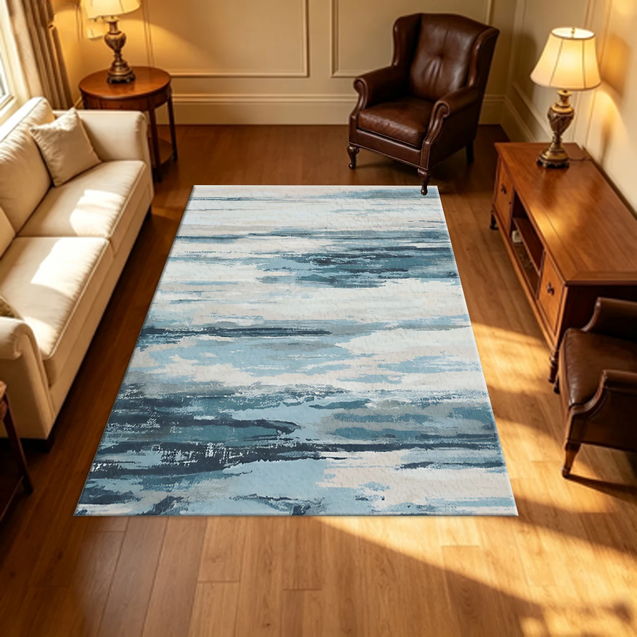 Abstract Vertical Brush Stroke Carpet Flooring Modern Art Style Area Rug for Living Room Bedroom Home Decor