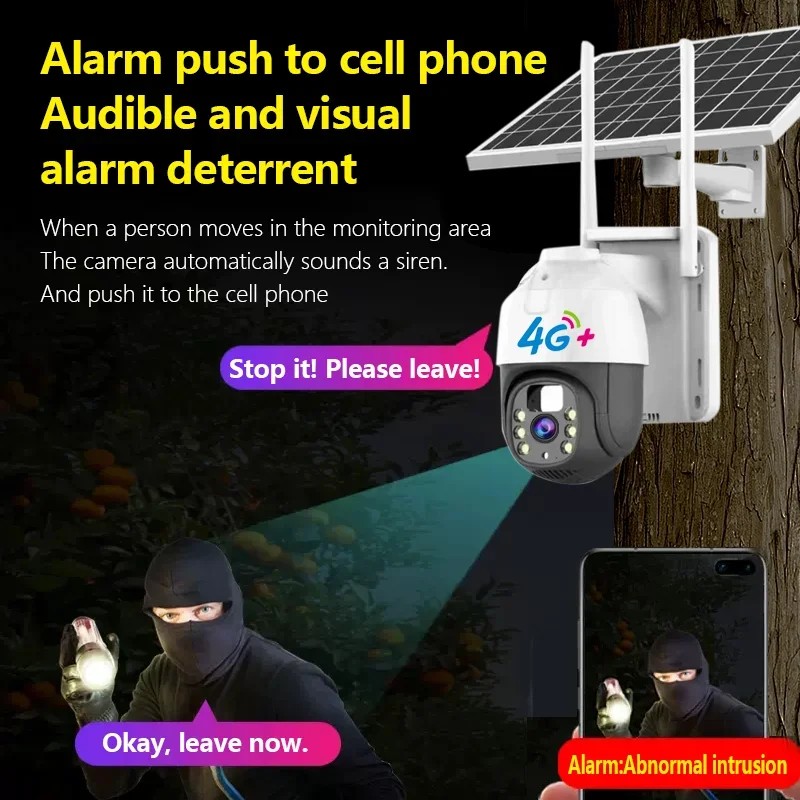 V360PRO HD 4G Rilevamento movimento Tracciamento automatico Scheda SIM PTZ solare Telecamera di rete con batteria a bassa potenza da 10000 mAh