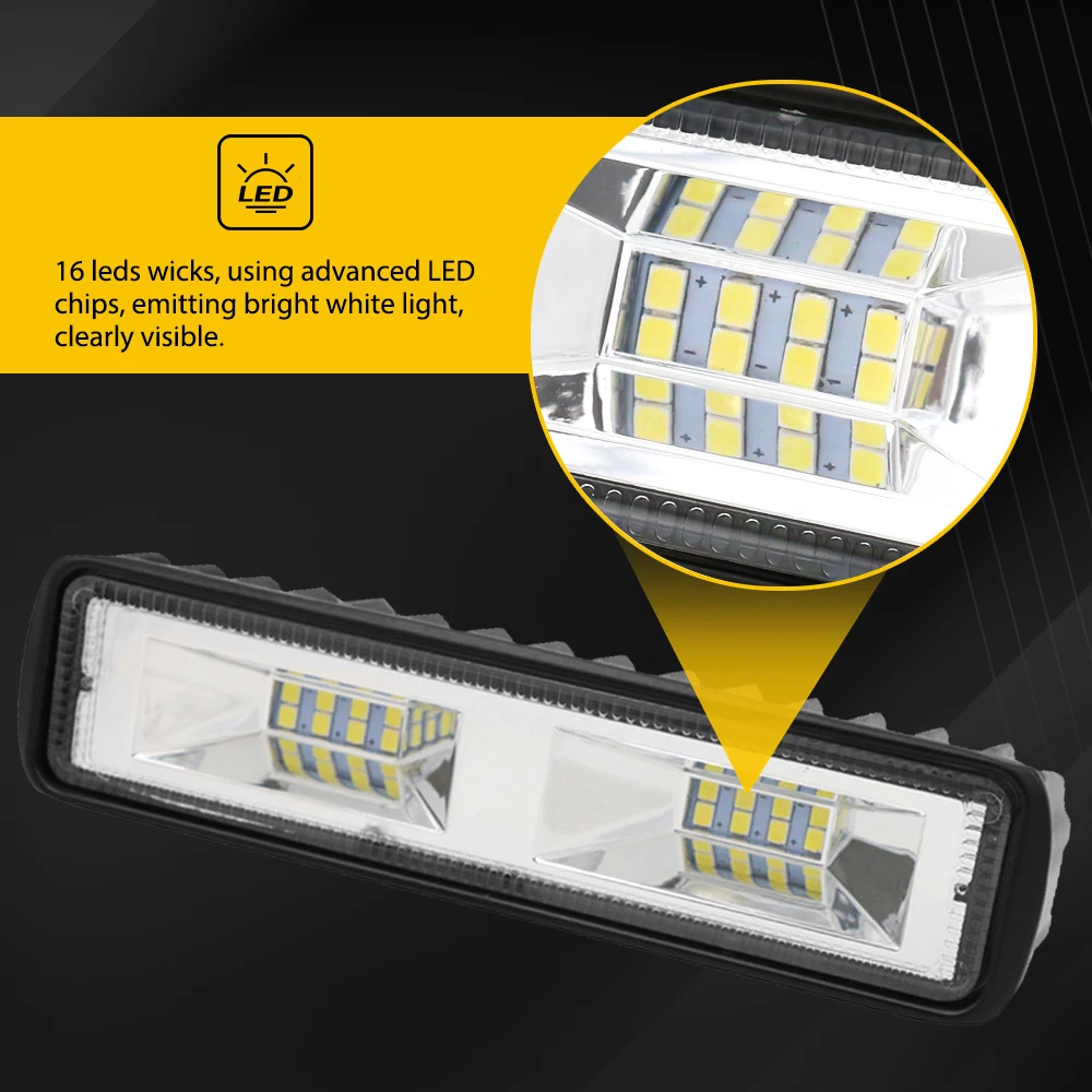 2Pcs 48W 6inch Car LED Headlight Work Light 12V 24V for Motorcycle Truck Boat Tractor Trailer Offroad Working Light Spotlight
